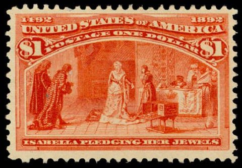 Value of US Stamps Scott Cat. # 241: 1893 US$1.00 Columbian Exposition. Daniel Kelleher Auctions, Dec 2014, Sale 661, Lot 208