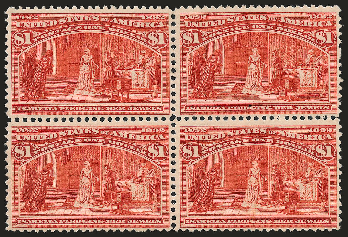 Costs of US Stamp Scott Cat. 241: 1893 US$1.00 Columbian Exposition. Robert Siegel Auction Galleries, Dec 2008, Sale 967, Lot 4398