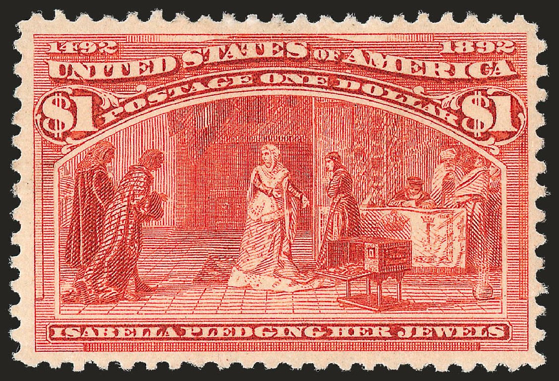 Values of US Stamps Scott Catalogue 241: 1893 US$1.00 Columbian Exposition. Robert Siegel Auction Galleries, Dec 2009, Sale 982, Lot 5578