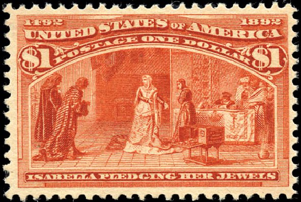 US Stamps Value Scott Cat. #241: US$1.00 1893 Columbian Exposition. Matthew Bennett International, Sep 2011, Sale 338, Lot 1869
