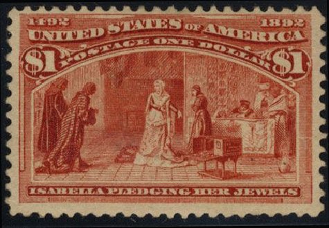 US Stamps Values Scott 241 - 1893 US$1.00 Columbian Exposition. Cherrystone Auctions, Mar 2008, Sale 200803, Lot 209