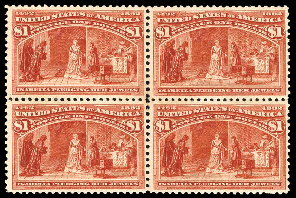US Stamps Prices Scott Cat. #241: 1893 US$1.00 Columbian Exposition. Cherrystone Auctions, Jan 2010, Sale 201001, Lot 119