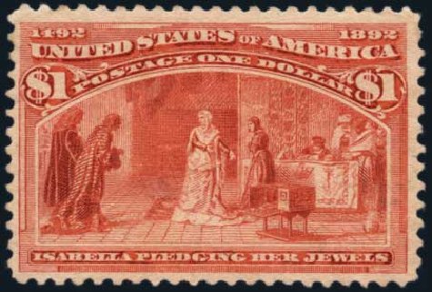 US Stamp Prices Scott Cat. #241: 1893 US$1.00 Columbian Exposition. Harmer-Schau Auction Galleries, Jan 2014, Sale 100, Lot 499