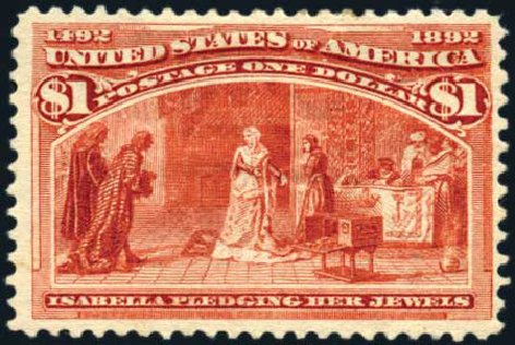 Cost of US Stamps Scott Catalog # 241 - US$1.00 1893 Columbian Exposition. Harmer-Schau Auction Galleries, Feb 2009, Sale 80, Lot 1209