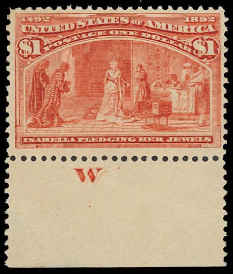 Price of US Stamp Scott Catalogue #241: 1893 US$1.00 Columbian Exposition. Daniel Kelleher Auctions, Jun 2012, Sale 630, Lot 1539