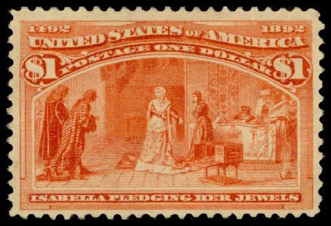 Cost of US Stamps Scott Catalog #241 - 1893 US$1.00 Columbian Exposition. Daniel Kelleher Auctions, Dec 2014, Sale 661, Lot 209