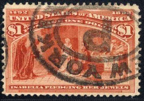 Costs of US Stamps Scott Catalogue #241: US$1.00 1893 Columbian Exposition. Cherrystone Auctions, Mar 2008, Sale 200803, Lot 210