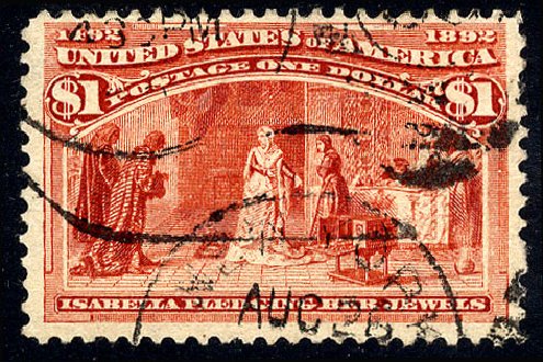 Cost of US Stamp Scott #241: US$1.00 1893 Columbian Exposition. Cherrystone Auctions, Jan 2010, Sale 201001, Lot 120