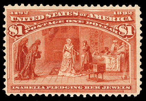 US Stamp Values Scott Catalogue #241 - 1893 US$1.00 Columbian Exposition. Cherrystone Auctions, Apr 2010, Sale 201004, Lot 200