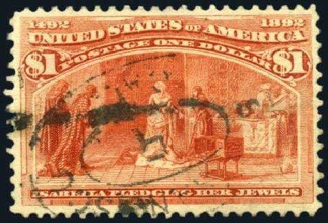 US Stamps Value Scott Catalog #241 - 1893 US$1.00 Columbian Exposition. Harmer-Schau Auction Galleries, Oct 2008, Sale 79, Lot 130