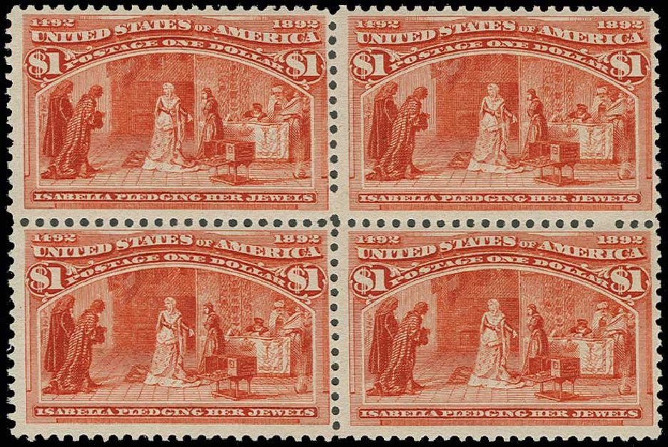Cost of US Stamps Scott # 241 - US$1.00 1893 Columbian Exposition. H.R. Harmer, Jun 2013, Sale 3003, Lot 1160