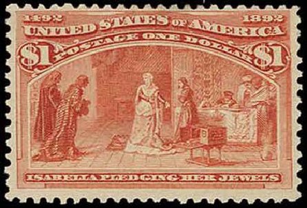Cost of US Stamp Scott Cat. # 241: 1893 US$1.00 Columbian Exposition. H.R. Harmer, Nov 2013, Sale 3004, Lot 1170