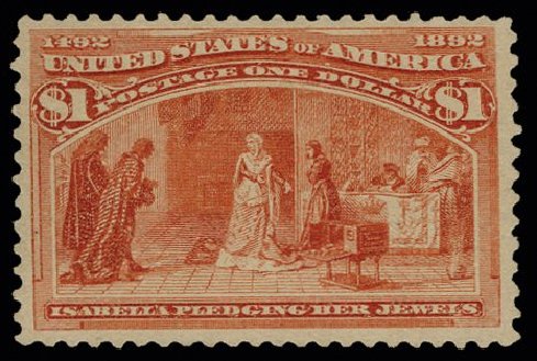 Prices of US Stamp Scott #241 - 1893 US$1.00 Columbian Exposition. H.R. Harmer, May 2014, Sale 3005, Lot 1180