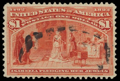 Prices of US Stamps Scott # 241 - 1893 US$1.00 Columbian Exposition. Daniel Kelleher Auctions, Jul 2011, Sale 625, Lot 830