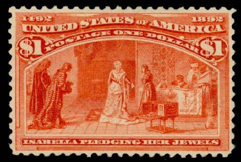 US Stamps Price Scott Cat. # 241 - US$1.00 1893 Columbian Exposition. Daniel Kelleher Auctions, Oct 2014, Sale 660, Lot 2230