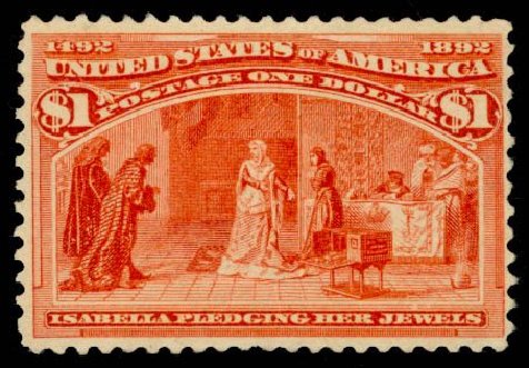 Costs of US Stamps Scott Catalogue # 241 - 1893 US$1.00 Columbian Exposition. Daniel Kelleher Auctions, Dec 2014, Sale 661, Lot 210