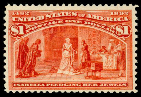Cost of US Stamps Scott Cat. 241: 1893 US$1.00 Columbian Exposition. Daniel Kelleher Auctions, Jan 2015, Sale 663, Lot 1470