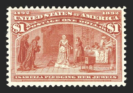Value of US Stamp Scott # 241: US$1.00 1893 Columbian Exposition. Spink Shreves Galleries, Mar 2013, Sale 142, Lot 240