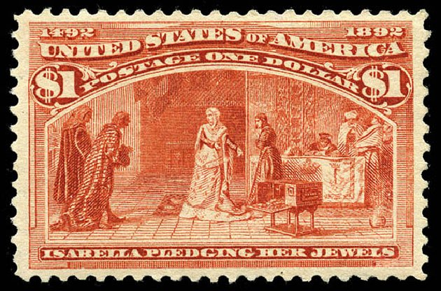 US Stamp Prices Scott Catalogue 241: 1893 US$1.00 Columbian Exposition. Matthew Bennett International, May 2014, Sale 350, Lot 361