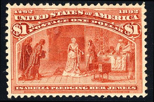 Costs of US Stamps Scott Catalogue #241: US$1.00 1893 Columbian Exposition. Cherrystone Auctions, Jan 2008, Sale 200801, Lot 1151