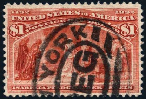 Cost of US Stamps Scott # 241 - US$1.00 1893 Columbian Exposition. Harmer-Schau Auction Galleries, Nov 2014, Sale 103, Lot 111