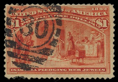 US Stamps Values Scott Catalog # 241: 1893 US$1.00 Columbian Exposition. Daniel Kelleher Auctions, Jul 2011, Sale 625, Lot 831
