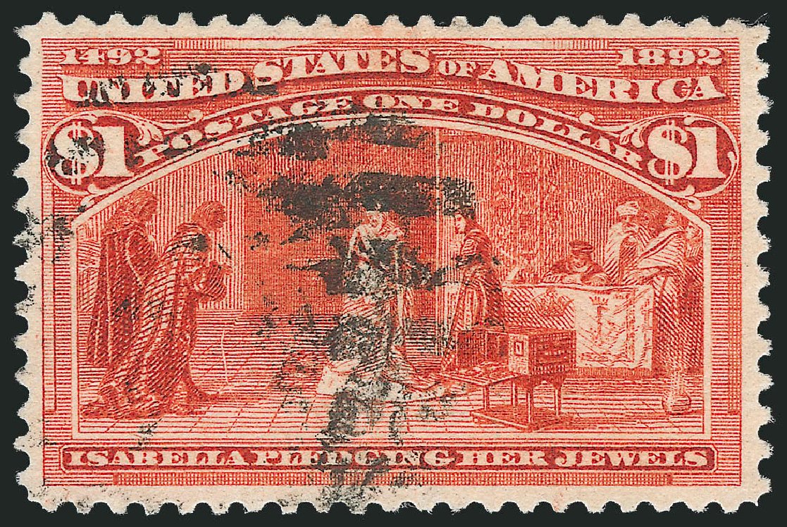 Values of US Stamps Scott 241: US$1.00 1893 Columbian Exposition. Robert Siegel Auction Galleries, Dec 2009, Sale 982, Lot 5581
