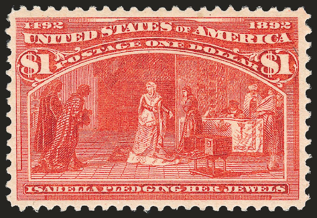 US Stamps Values Scott 241: US$1.00 1893 Columbian Exposition. Robert Siegel Auction Galleries, Apr 2010, Sale 984, Lot 571