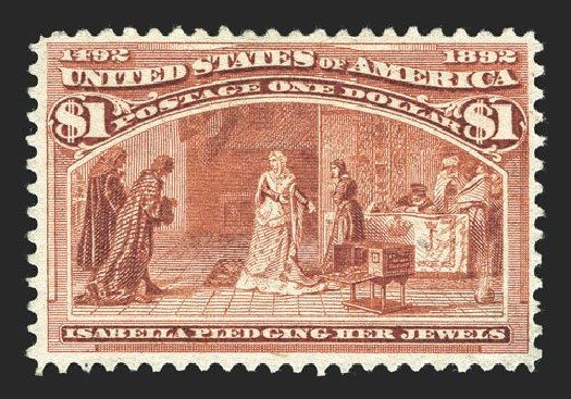 US Stamp Values Scott 241: US$1.00 1893 Columbian Exposition. Spink Shreves Galleries, Mar 2013, Sale 142, Lot 241