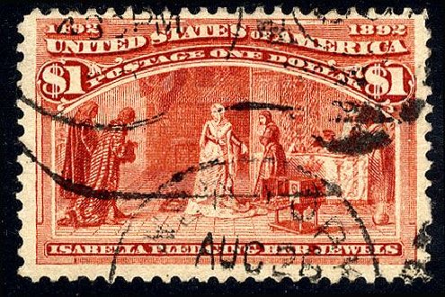 US Stamp Price Scott Catalog #241: 1893 US$1.00 Columbian Exposition. Cherrystone Auctions, Jan 2008, Sale 200801, Lot 1154