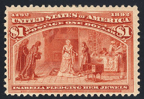 Prices of US Stamps Scott Catalogue #241 - US$1.00 1893 Columbian Exposition. Cherrystone Auctions, Nov 2008, Sale 200811, Lot 1084