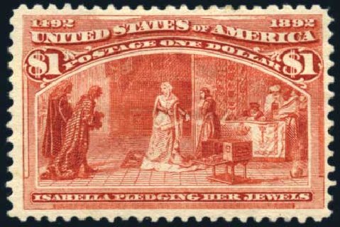 Price of US Stamps Scott Catalog #241 - US$1.00 1893 Columbian Exposition. Harmer-Schau Auction Galleries, Jun 2008, Sale 78, Lot 1424