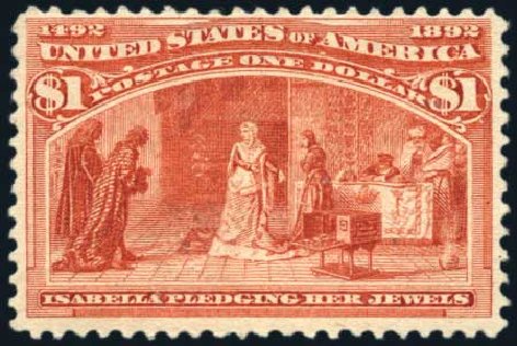 US Stamp Prices Scott Catalogue 241 - 1893 US$1.00 Columbian Exposition. Harmer-Schau Auction Galleries, Aug 2011, Sale 90, Lot 1364