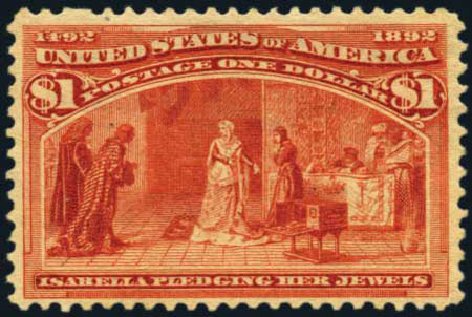 US Stamps Price Scott # 241 - US$1.00 1893 Columbian Exposition. Harmer-Schau Auction Galleries, Jan 2013, Sale 96, Lot 504
