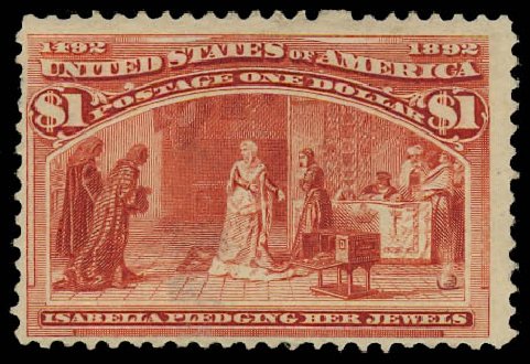 US Stamps Prices Scott Catalogue #241 - 1893 US$1.00 Columbian Exposition. Daniel Kelleher Auctions, Jan 2012, Sale 628, Lot 364