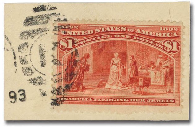 Costs of US Stamp Scott Catalogue 241: US$1.00 1893 Columbian Exposition. Daniel Kelleher Auctions, Oct 2012, Sale 632, Lot 1144