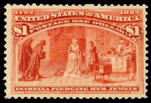 US Stamps Prices Scott Cat. # 241: US$1.00 1893 Columbian Exposition. Daniel Kelleher Auctions, Mar 2014, Sale 650, Lot 2594