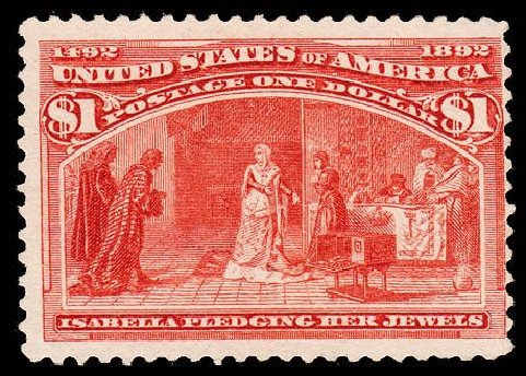 Costs of US Stamp Scott Cat. # 241: US$1.00 1893 Columbian Exposition. Daniel Kelleher Auctions, May 2014, Sale 652, Lot 364