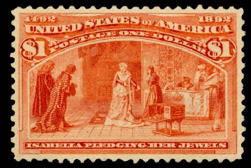 Values of US Stamp Scott 241: US$1.00 1893 Columbian Exposition. Daniel Kelleher Auctions, Jan 2015, Sale 663, Lot 1474
