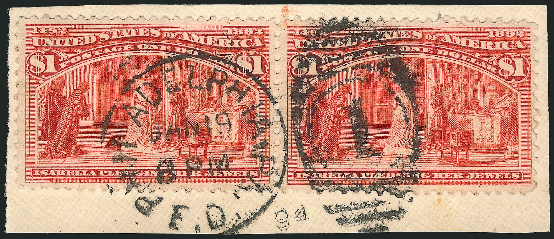 US Stamps Values Scott #241: US$1.00 1893 Columbian Exposition. Robert Siegel Auction Galleries, Mar 2012, Sale 1019, Lot 564