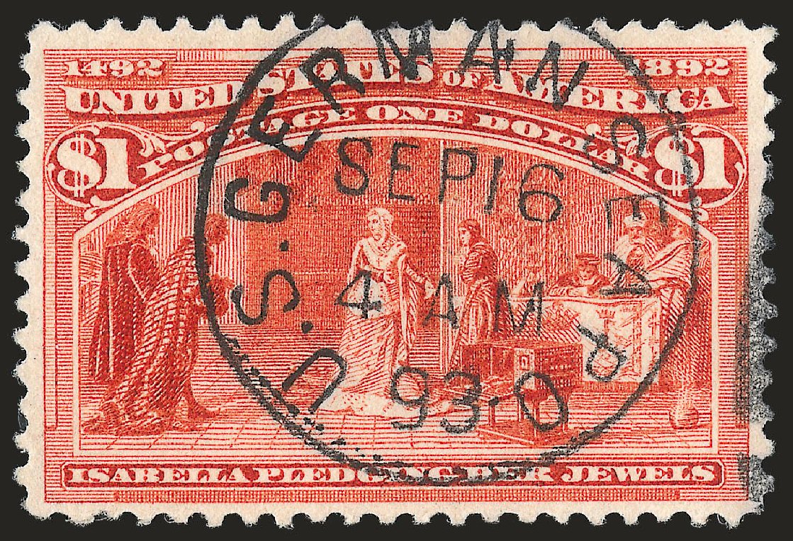 US Stamp Value Scott Catalog 241: 1893 US$1.00 Columbian Exposition. Robert Siegel Auction Galleries, Jun 2010, Sale 992, Lot 2314