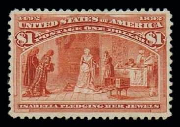 Value of US Stamps Scott 241: 1893 US$1.00 Columbian Exposition. Matthew Bennett International, Dec 2007, Sale 324, Lot 1145
