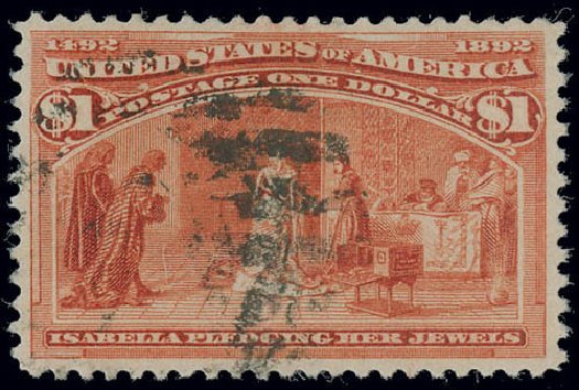 Values of US Stamp Scott Catalog # 241: 1893 US$1.00 Columbian Exposition. Matthew Bennett International, Jun 2008, Sale 328, Lot 765