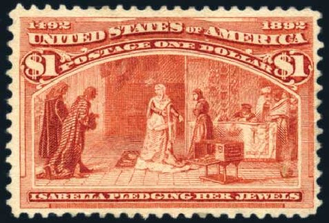 Costs of US Stamp Scott Catalogue 241: US$1.00 1893 Columbian Exposition. Harmer-Schau Auction Galleries, Jun 2008, Sale 78, Lot 1425