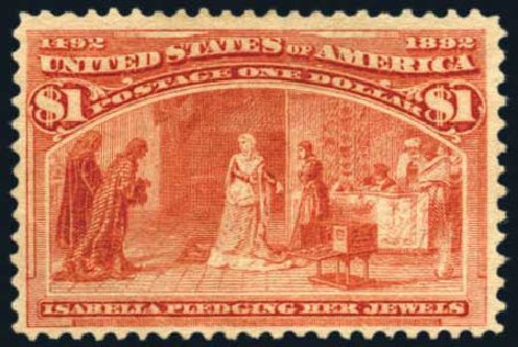 Price of US Stamps Scott 241: 1893 US$1.00 Columbian Exposition. Harmer-Schau Auction Galleries, Aug 2011, Sale 90, Lot 1365