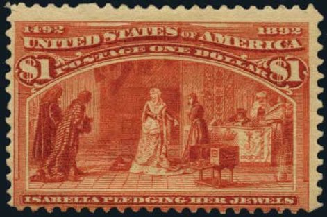 Costs of US Stamps Scott # 241 - 1893 US$1.00 Columbian Exposition. Harmer-Schau Auction Galleries, Oct 2011, Sale 91, Lot 225