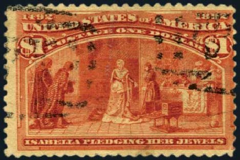 US Stamps Value Scott Cat. 241: 1893 US$1.00 Columbian Exposition. Harmer-Schau Auction Galleries, Jan 2013, Sale 96, Lot 505