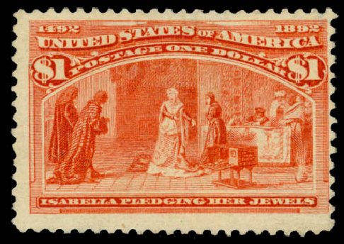 US Stamp Value Scott #241: 1893 US$1.00 Columbian Exposition. Daniel Kelleher Auctions, Jan 2015, Sale 663, Lot 1475