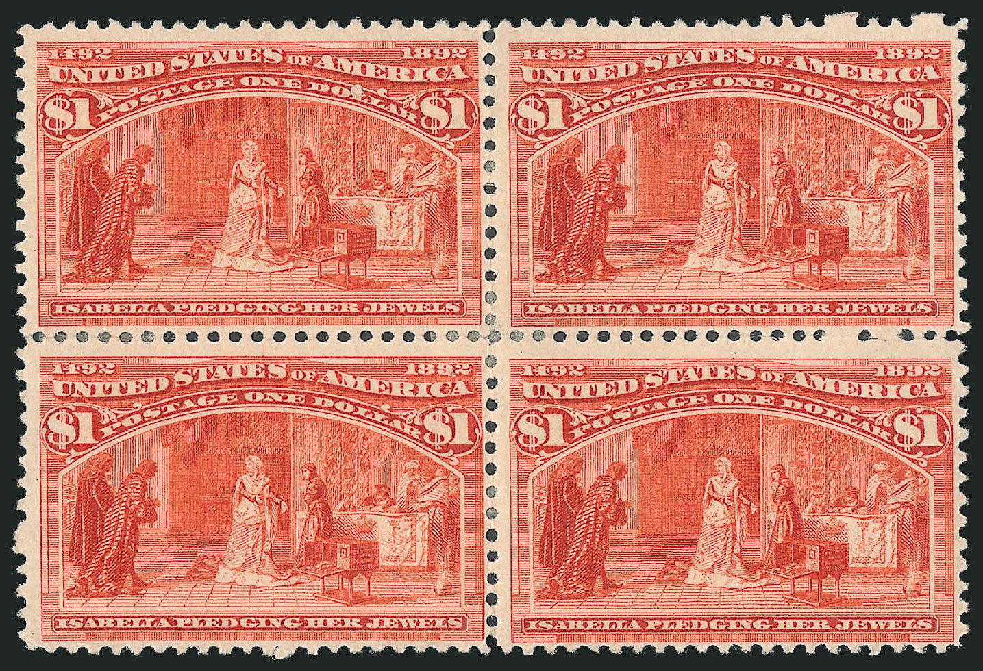 Values of US Stamp Scott Cat. 241 - 1893 US$1.00 Columbian Exposition. Robert Siegel Auction Galleries, Mar 2012, Sale 1021, Lot 455