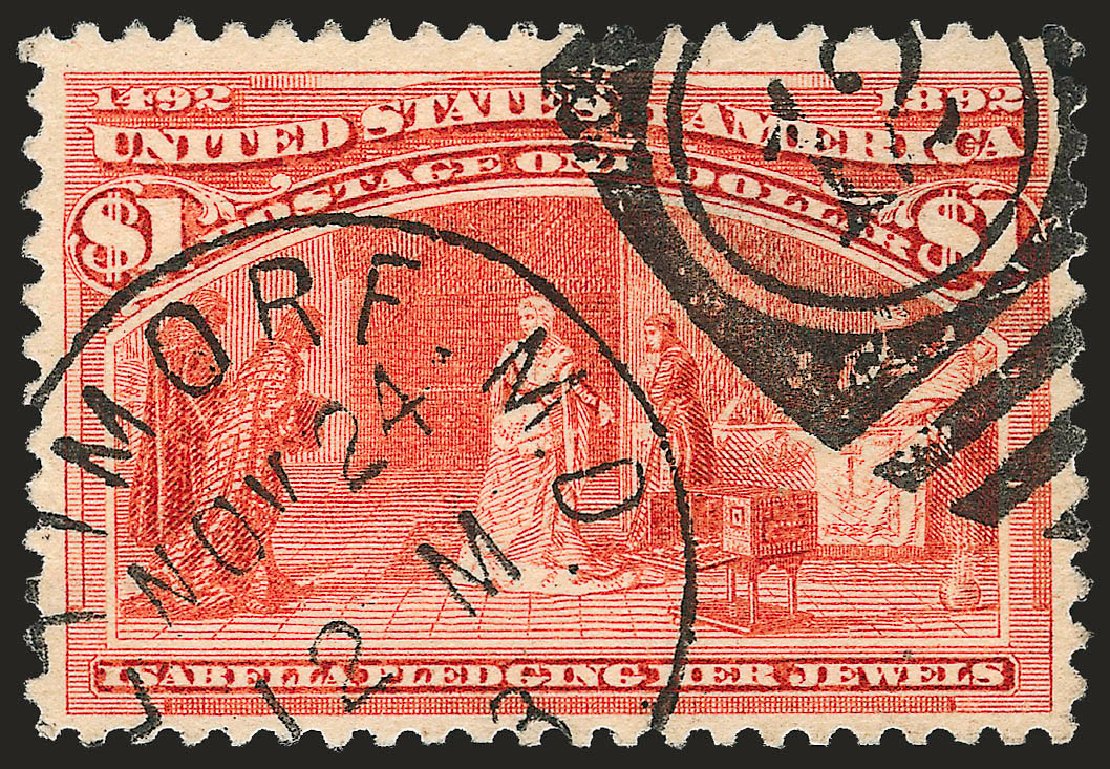 Costs of US Stamp Scott Catalogue 241 - 1893 US$1.00 Columbian Exposition. Robert Siegel Auction Galleries, Sep 2008, Sale 962, Lot 2515